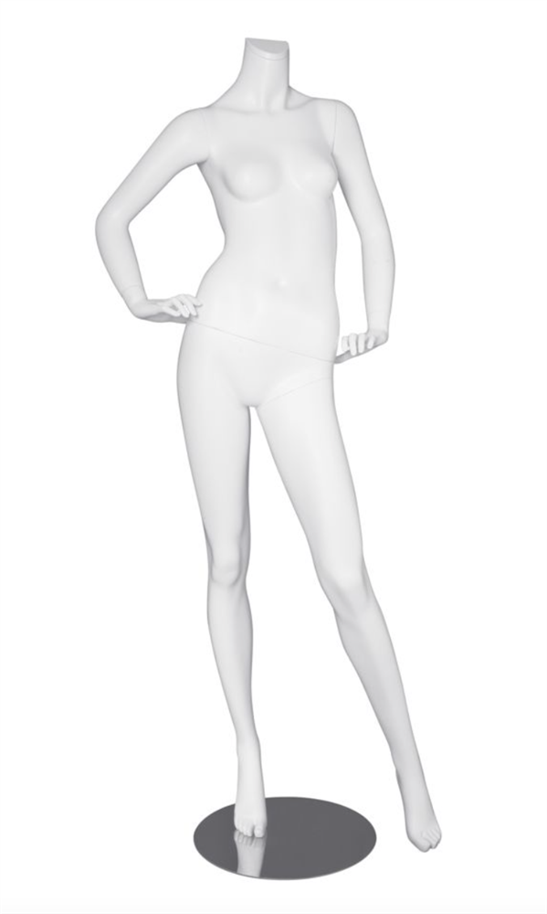 Female Mannequin Matte White Headless Changeable Heads Hands On Hips