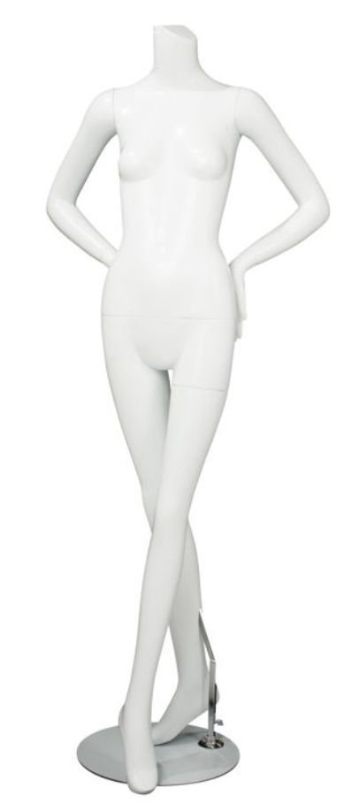 Female Mannequin Matte White Headless Changeable Heads Hands Behind Back