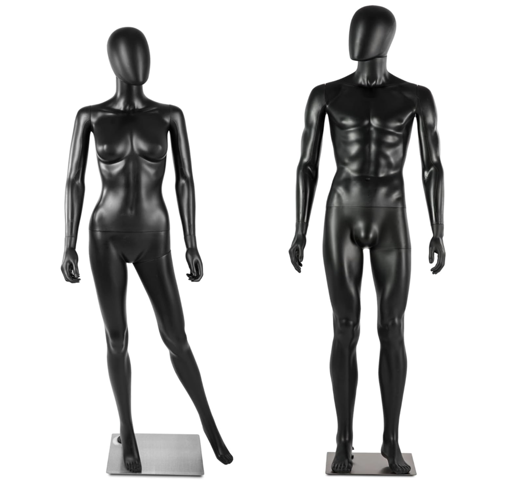 Unbreakable Matte Black Egghead Mannequin Couple Durable Rotatable